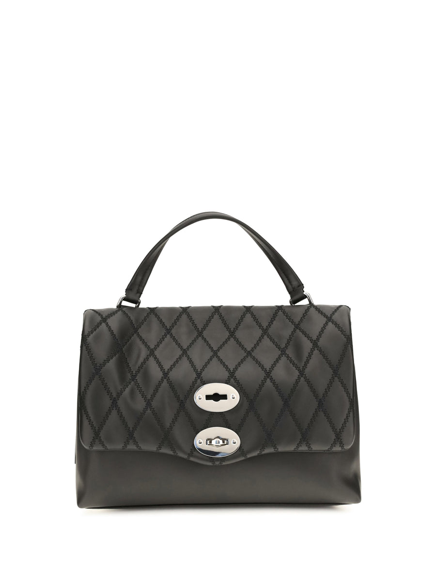 Zanellato Postina Top Handle Bag — Black Calf Leather Bos Taurus