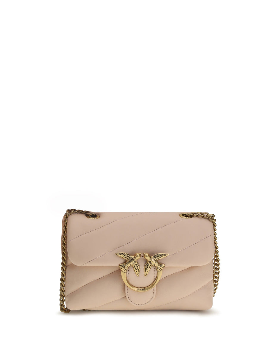 Pinko Love Baby Shoulder Bag — Beige Calf Leather Bos Taurus