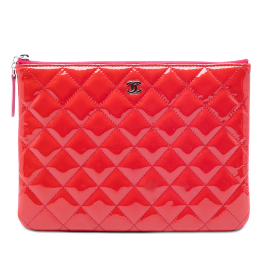 Small Quilted Patent O Case Clutch - Image 1