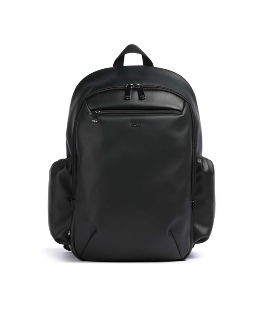Hugo Boss Leather-Effect Recycled Polyester Backpack — Black