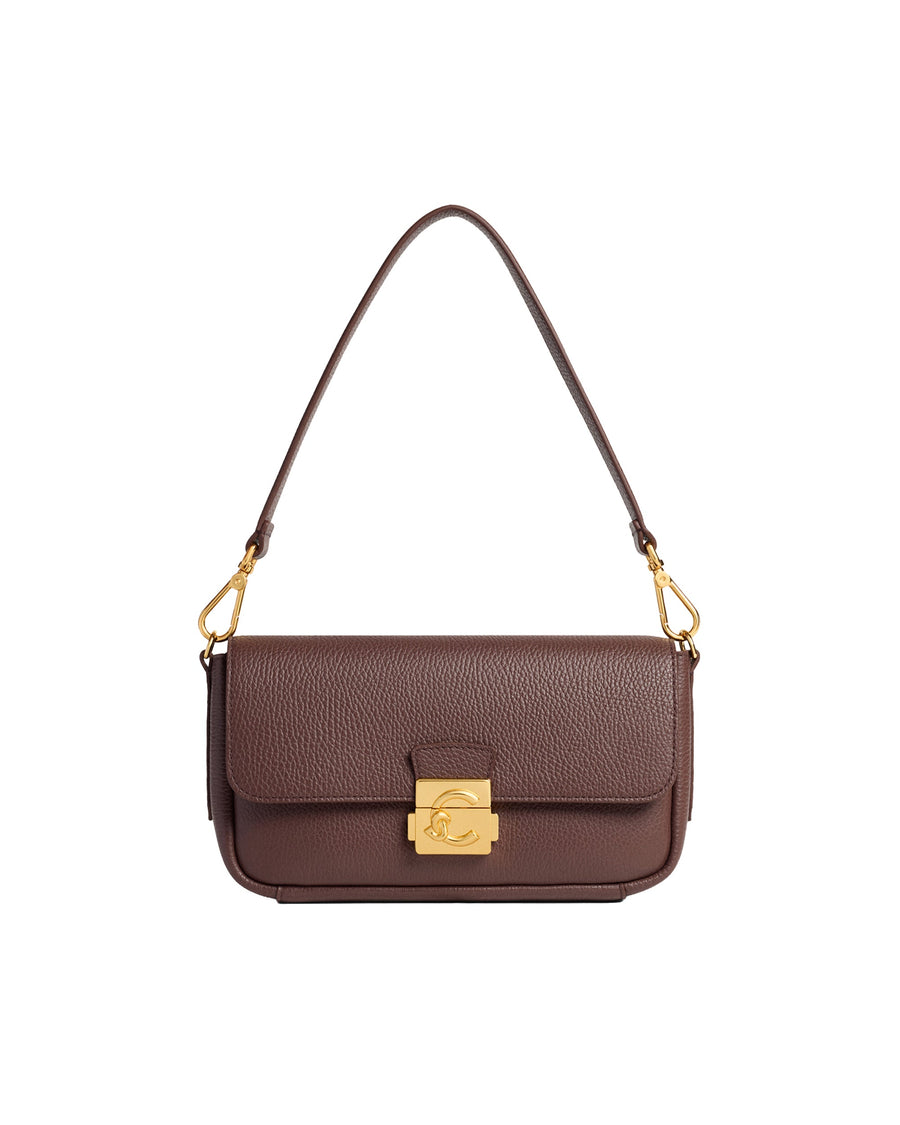 Coccinelle C-Me Lock Shoulder Bag — Brown