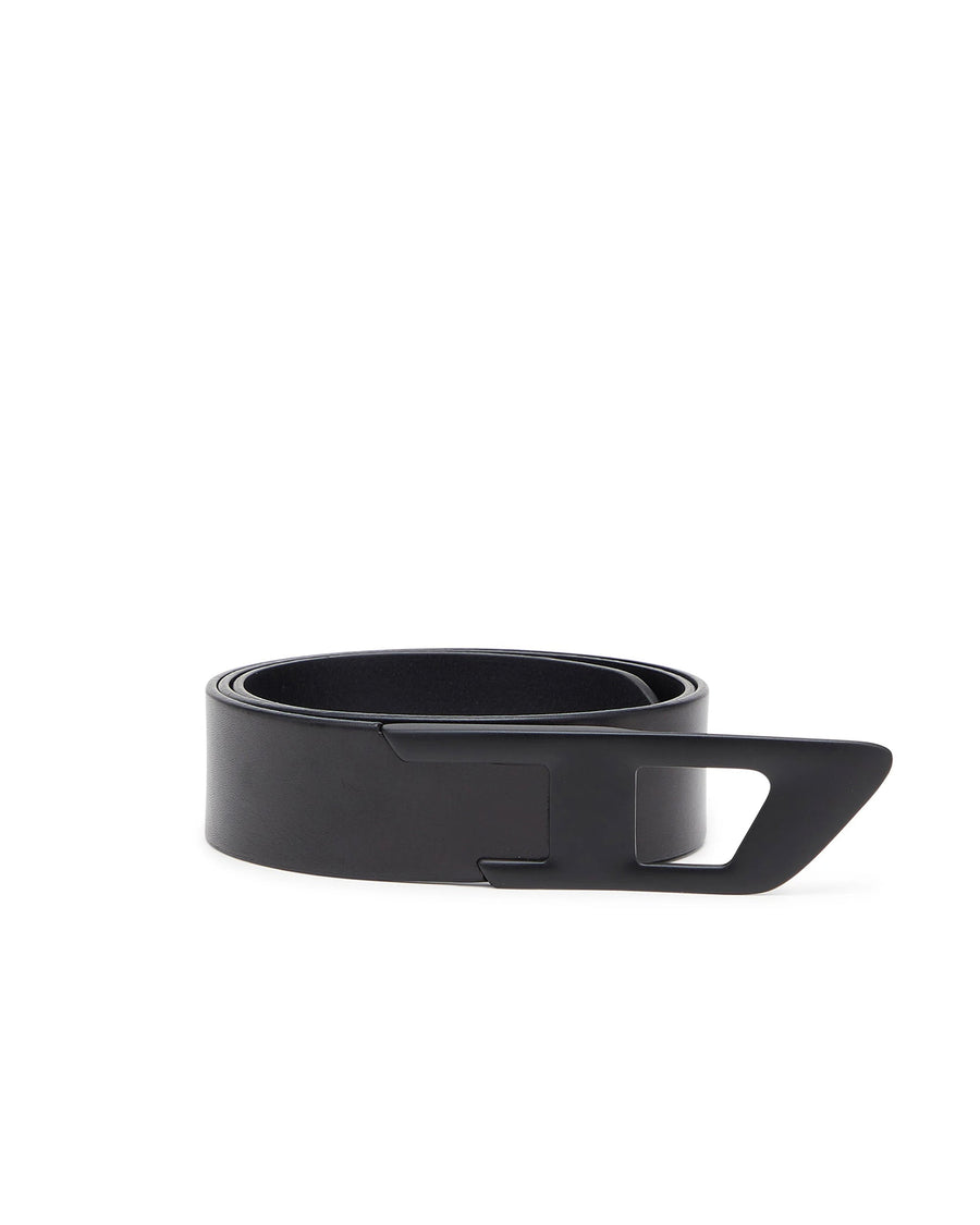 Diesel D Logo Metal Buckle Belt — Black Bovine Leather