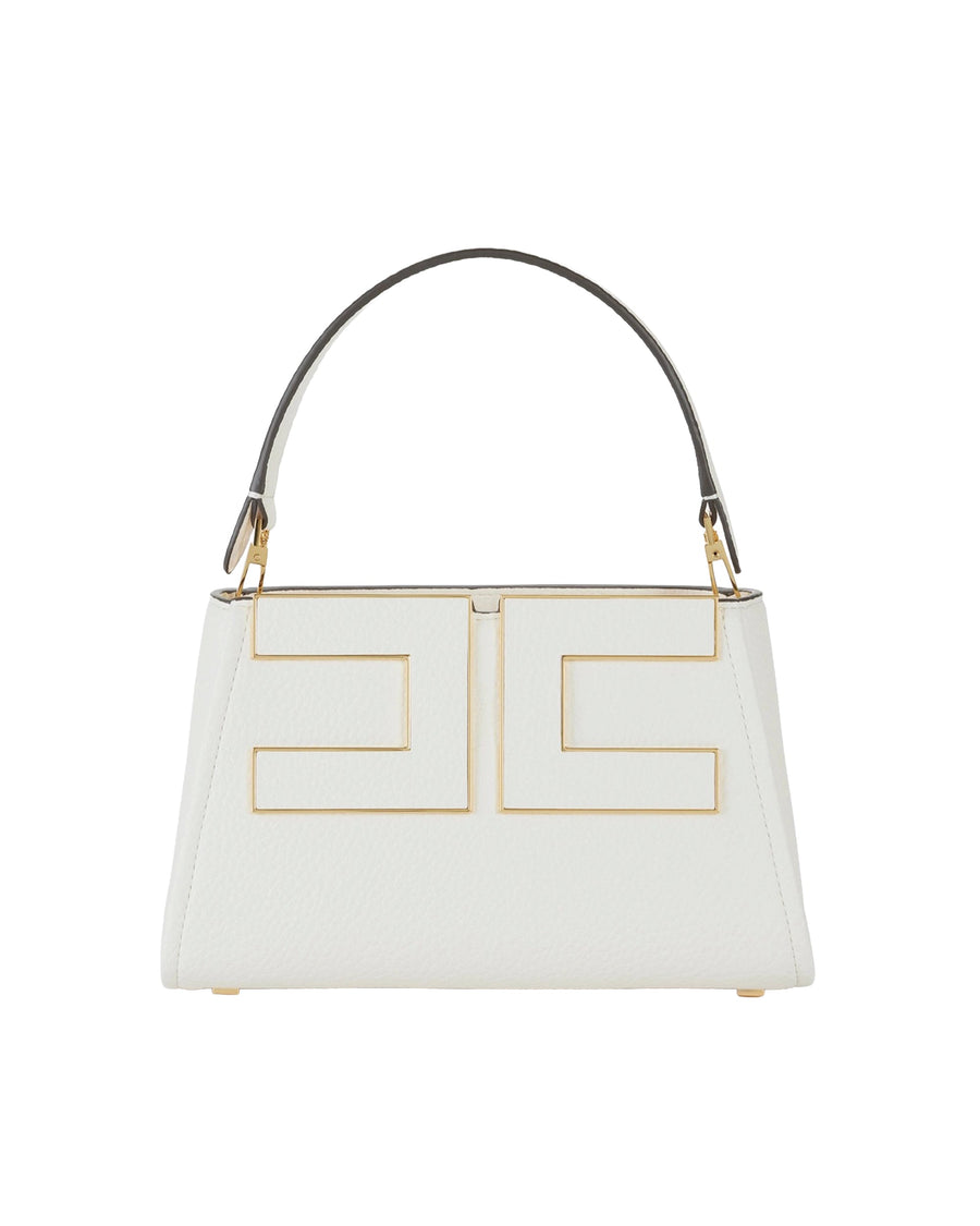 Elisabetta Franchi Geometric Cutout Top Handle Bag — Beige Polyester