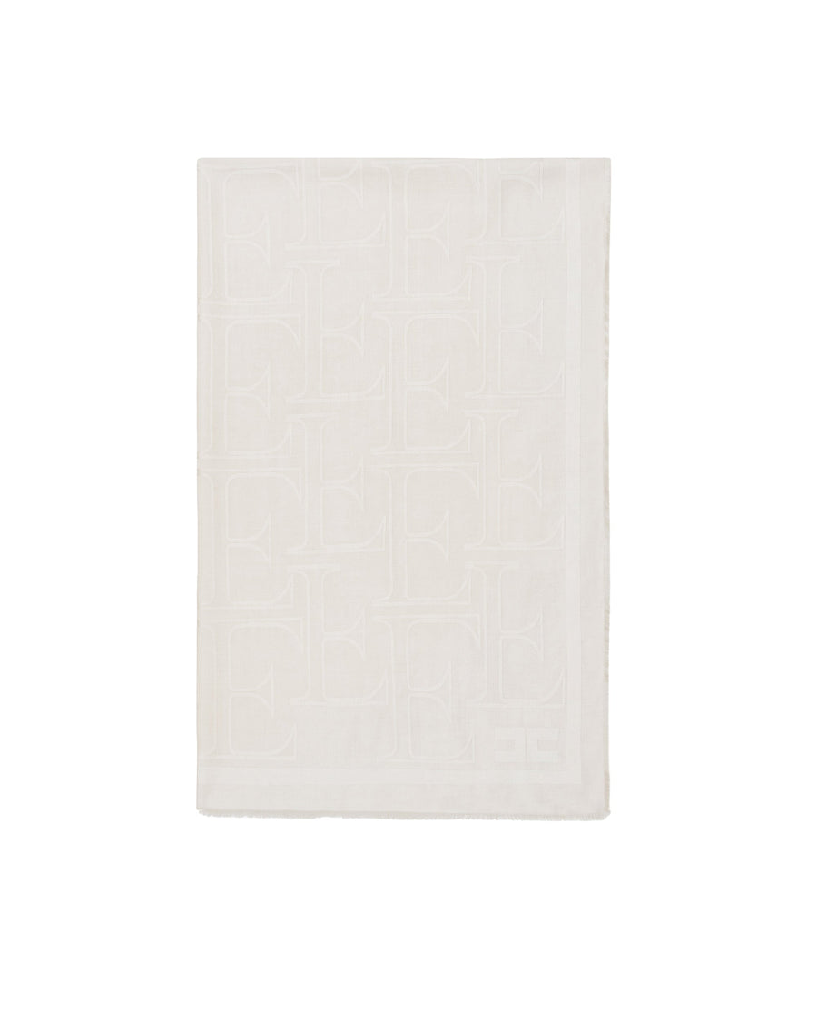 Elisabetta Franchi Viscose-Modal Logo Scarf — Beige Scarfs