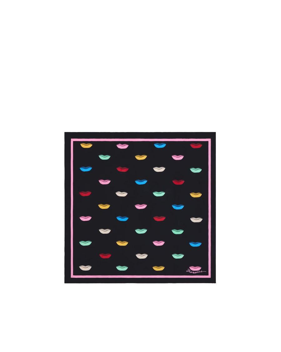 Fiorucci Multicolour Lips Print Viscose-Silk Scarf — Multicolor Scarfs
