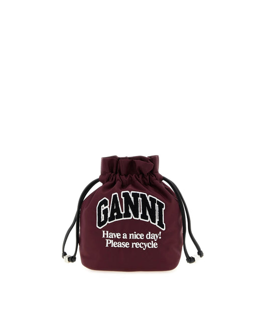 Ganni Recycled Polyamide Bucket Bag — Wine