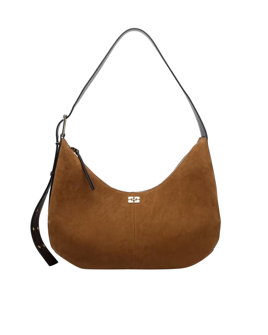 Ganni Recycled Leather Hobo Bag — Brown Polyester