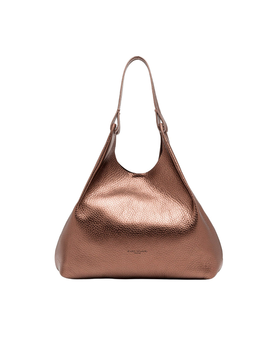 Gianni Chiarini Pebbled Leather Shoulder Bag — Bronze