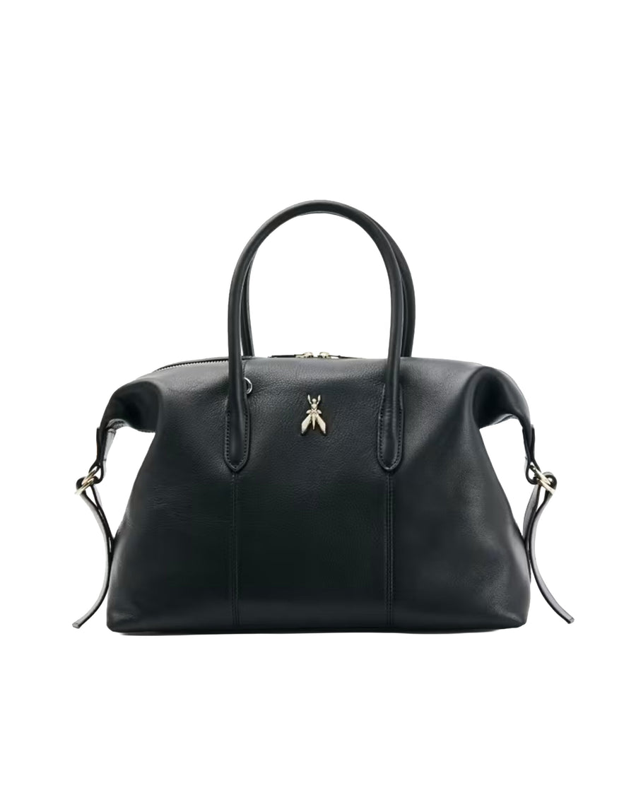Patrizia Pepe Leather Bowling Bag Shoulder — Black Calfskin