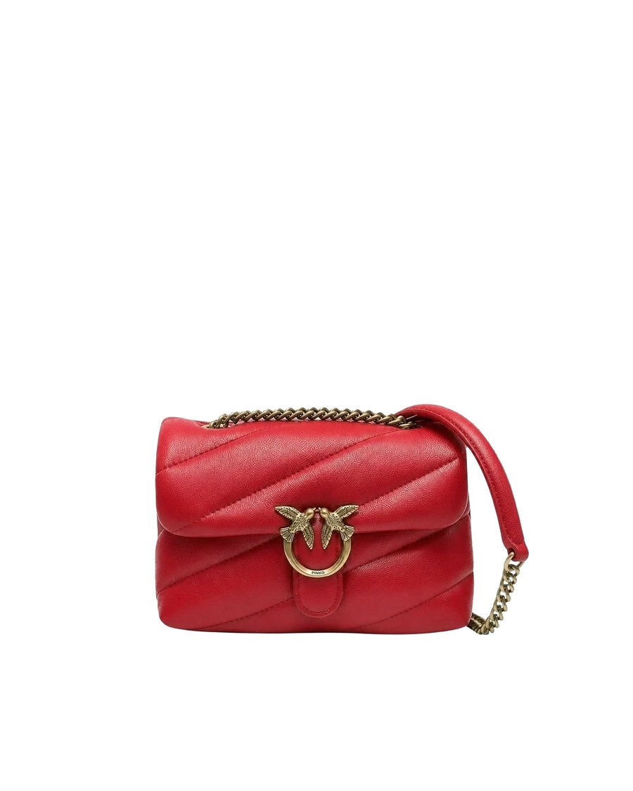 Pinko Love Puff Shoulder Bag — Red Leather