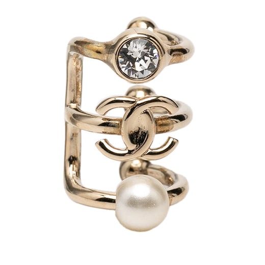 CC Gold Plated Strass and Faux Pearl Ear Cuff Earring - Image 1