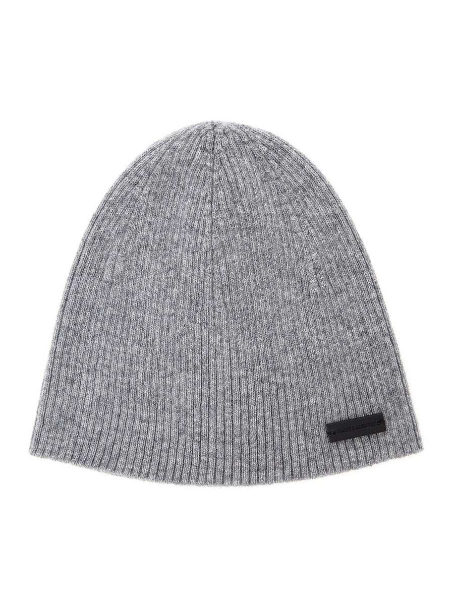 Saint Laurent 804033 Cashmere Ribbed-Knit Beanie — Gray Beanies