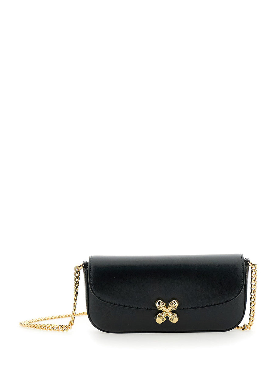 Alexander Mcqueen Ornamental Clasp Crossbody Bag — Black Calf