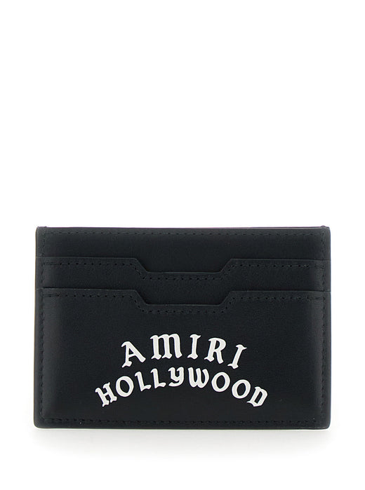 Amiri Logo-Embossed Leather Card Case — Black Bovine Cases