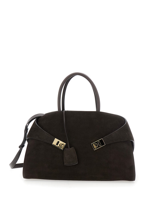 Ferragamo Hug Shoulder Bag — Brown Lamb