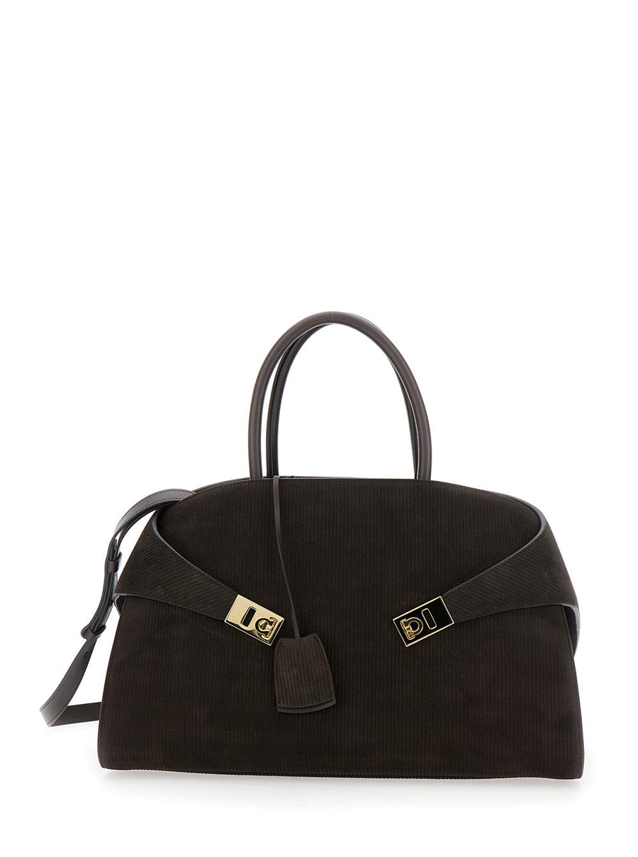 Ferragamo Hug Shoulder Bag — Brown Lamb