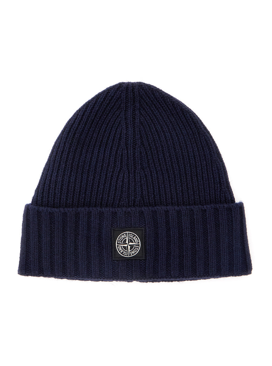 Stone Island K2s16n100003s00m3 Beanie — Blue Virgin Wool Beanies