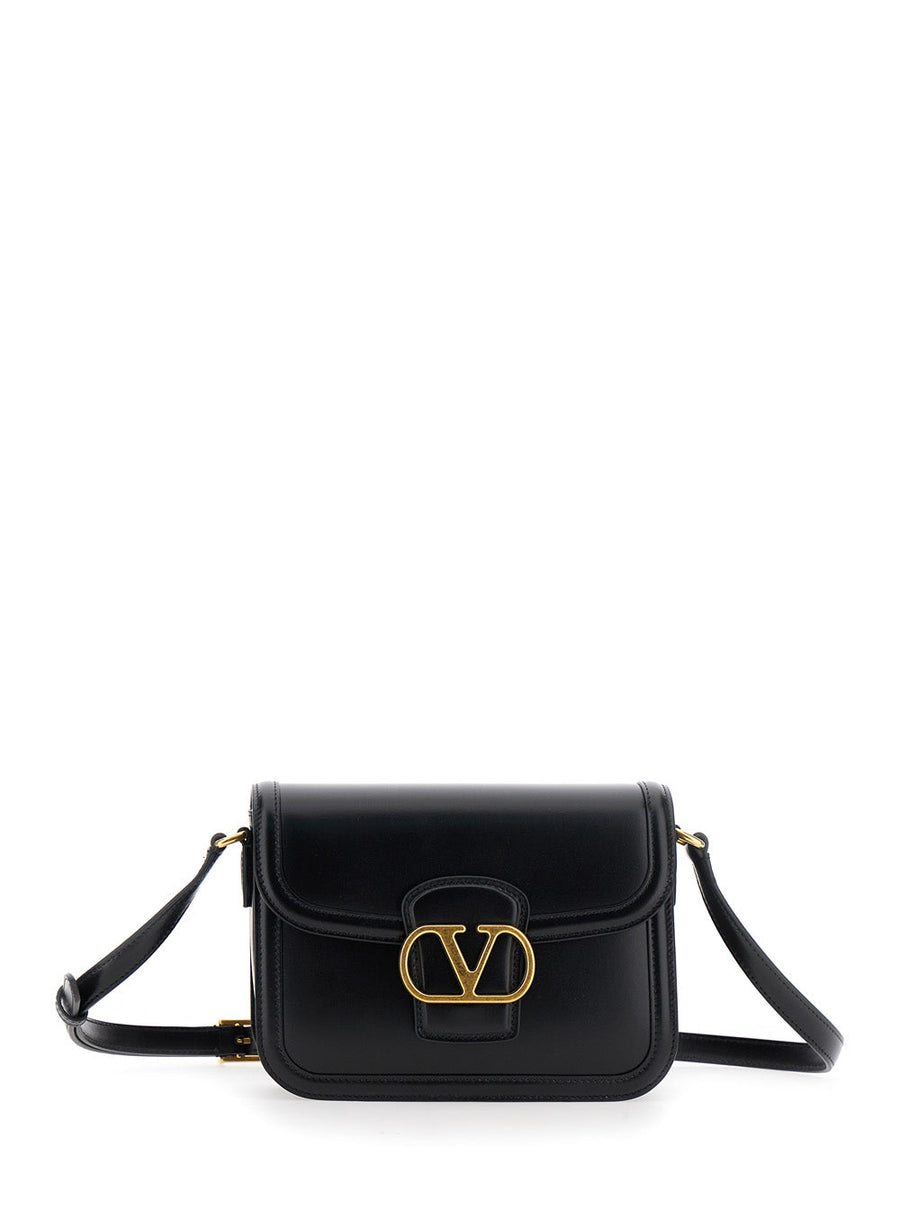Valentino Garavani Vlogo-Detailed Calf Crossbody Bag — Black