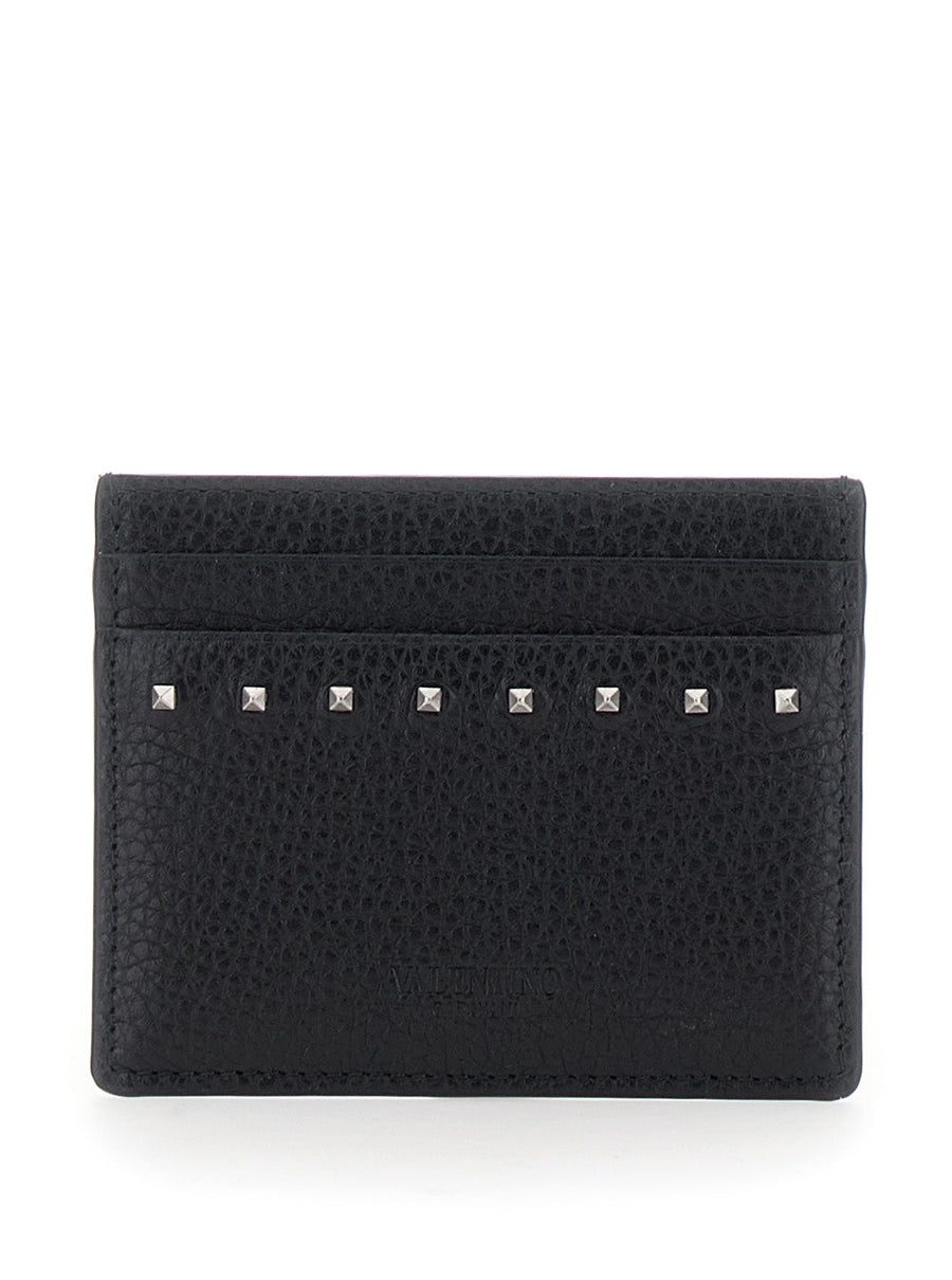 Valentino Garavani Studded Calf Leather Card Case — Black Cases