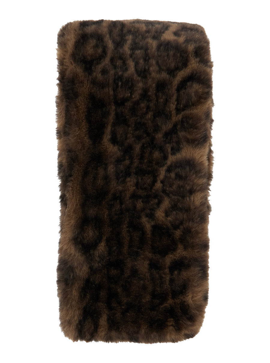 Apparis Leopard Eco-Leather Scarf — Brown Polyester Scarfs