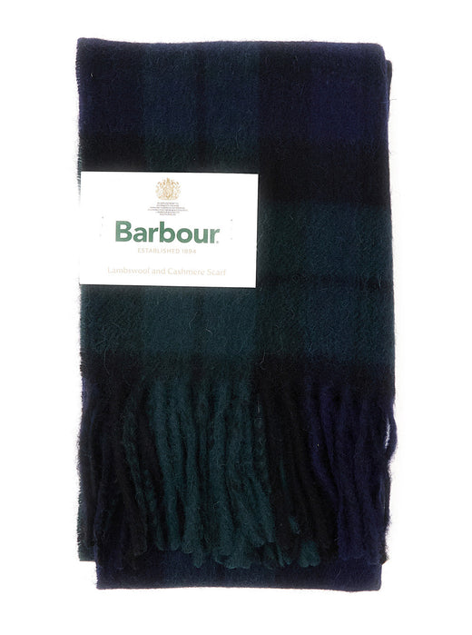Barbour Lambswool And Cashmere Scarf — Navy Wool Scarfs