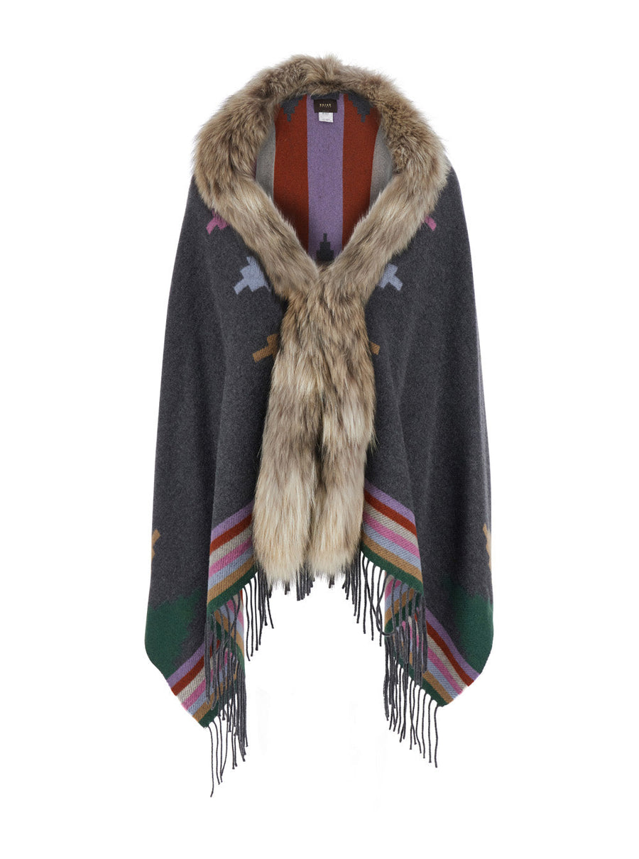 Bazar Deluxe Navajo Shawl — Gray Wool Shawls