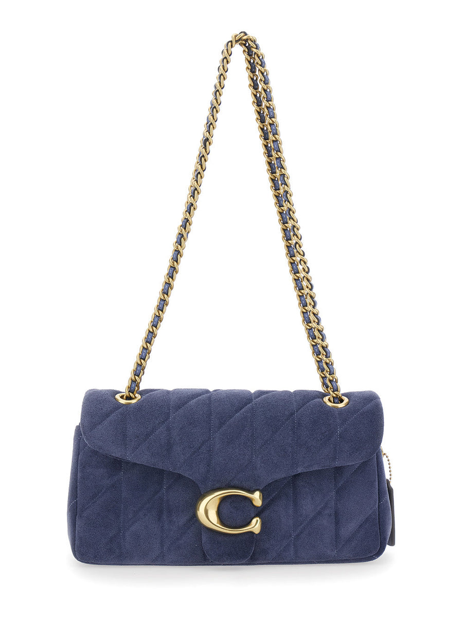 Coach Quilted Suede Shoulder Bag — Blue