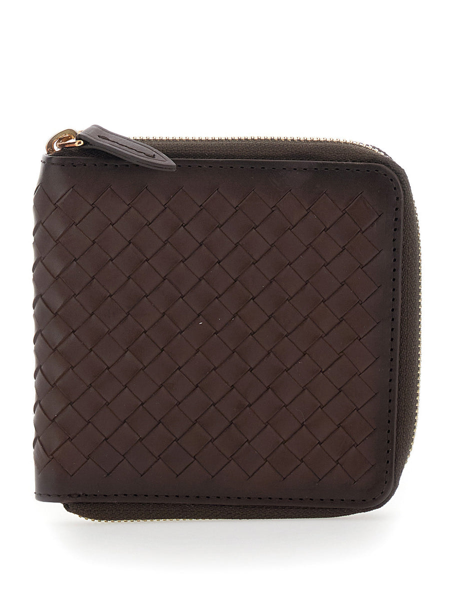 Dragon Diffusion Intrecciato Woven Leather Wallet — Brown
