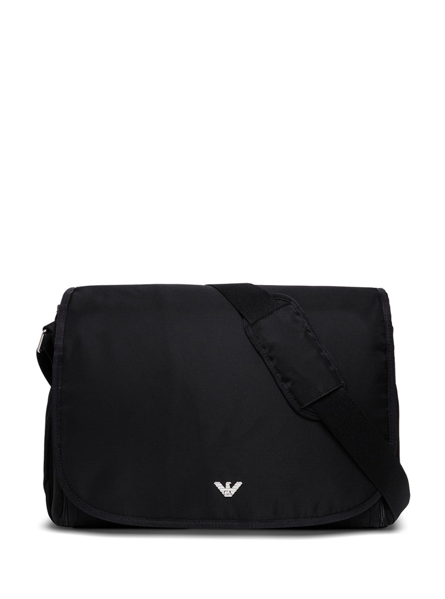 Emporio Armani Nylon Logo Crossbody Bag — Black