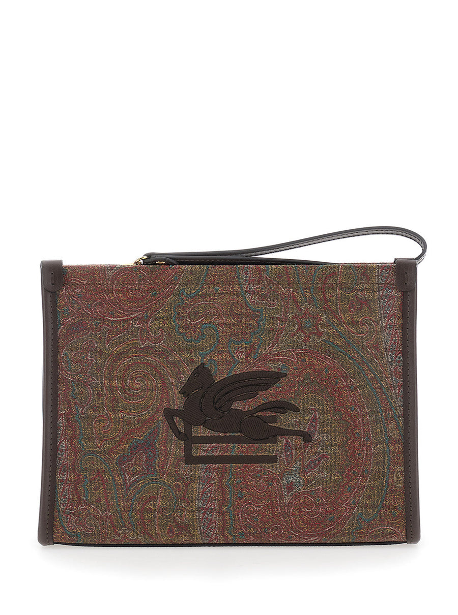 Etro Arnica Clutch — Brown Cotton
