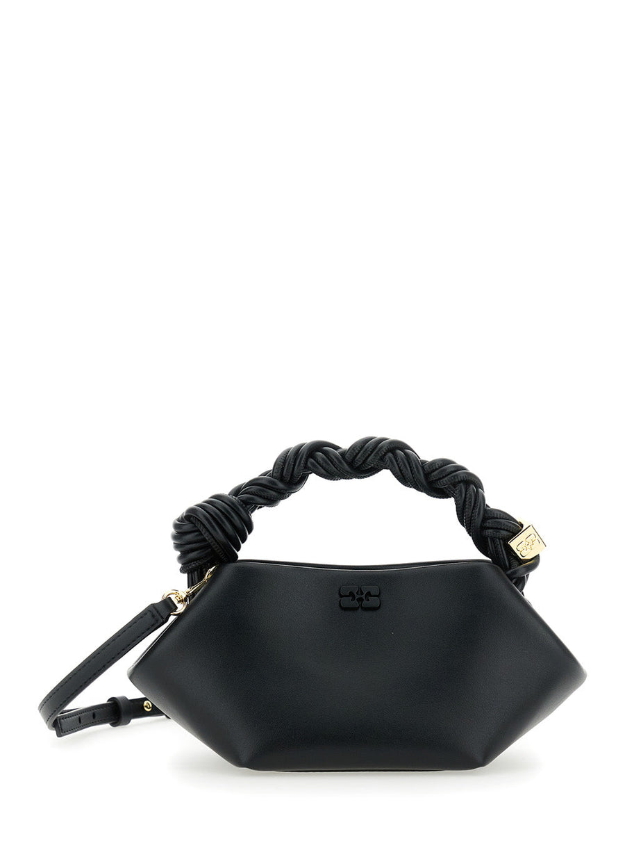 Ganni Bou Top Handle Bag — Black Recycled Leather