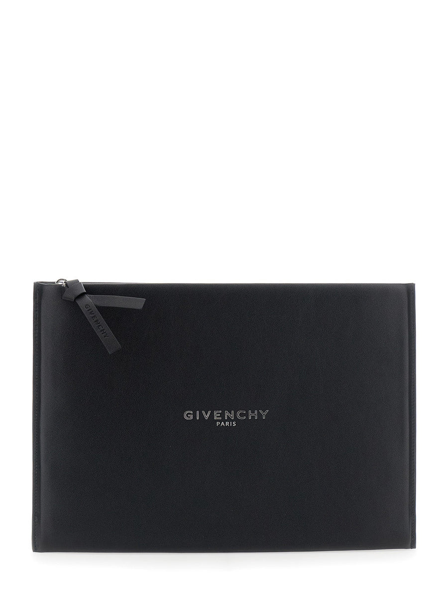 Givenchy Antigona Clutch — Black Leather And Tech Fabric