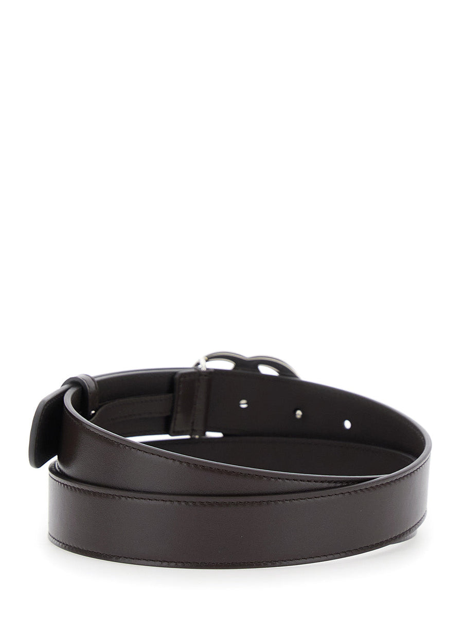 Gucci Gg Buckle Leather Belt — Brown