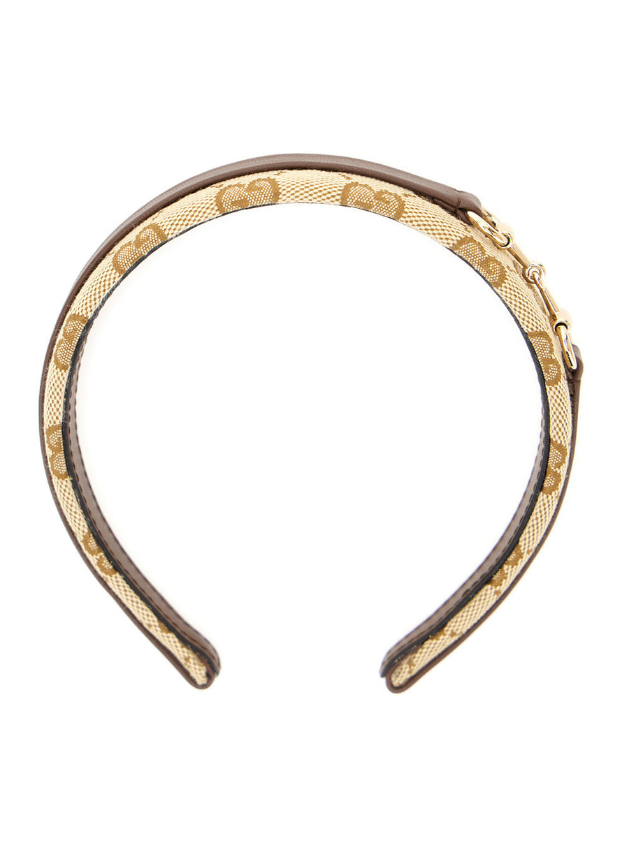 Gucci Horsebit Gg Canvas Headband — Beige Cotton Headbands