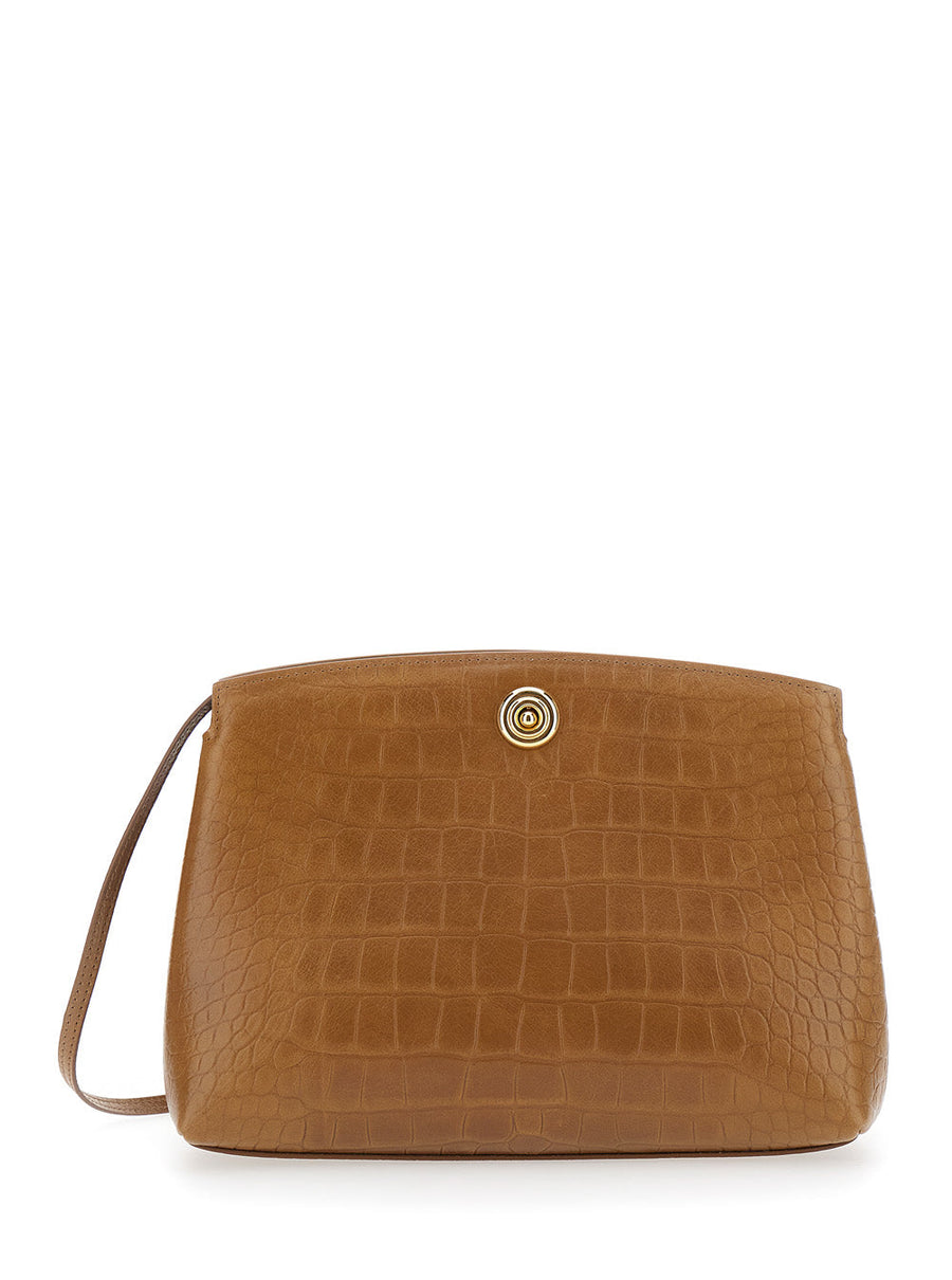 Liffner Crocodile-Embossed Calf Leather Clutch — Brown