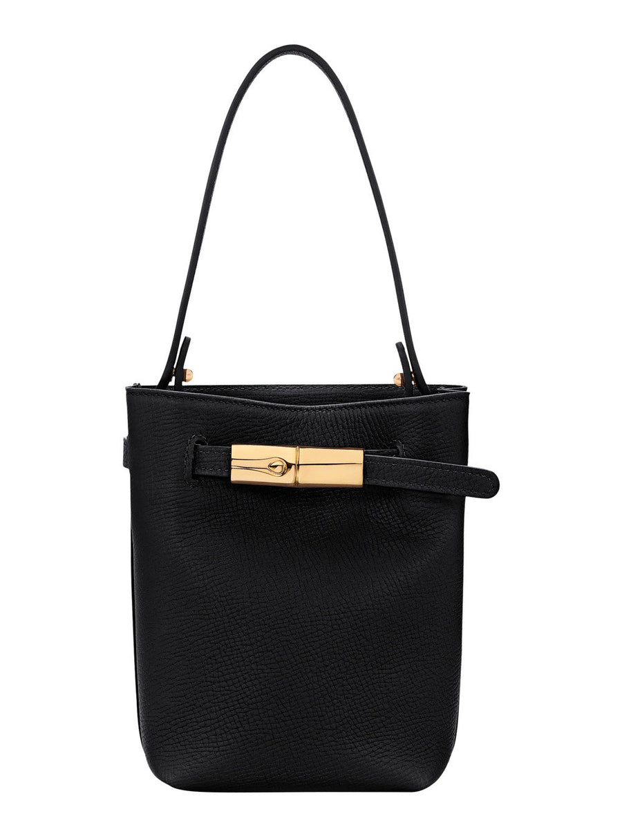 Longchamp Calf Leather Shoulder Bag — Black