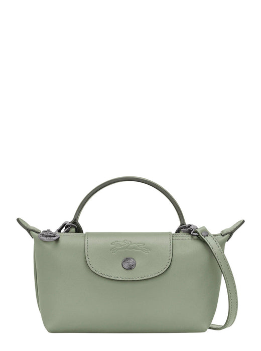 Longchamp Le Pliage Top Handle Bag — Gray Calf Leather