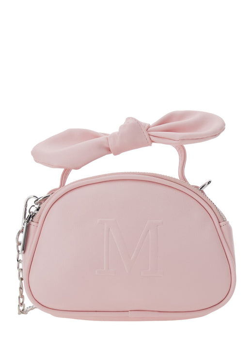 Monnalisa Embossed Logo Crossbody Bag — Pink Polyurethane