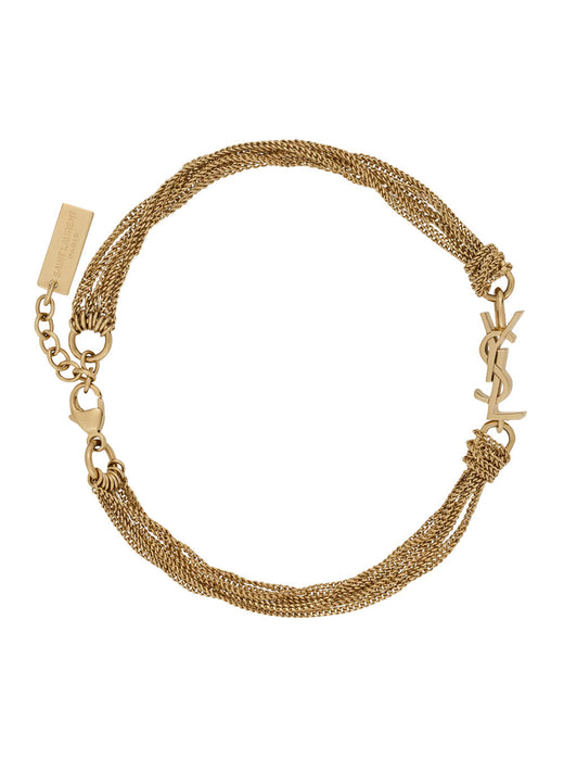 Saint Laurent Logo Charm Bracelet — Gold Brass Bracelets