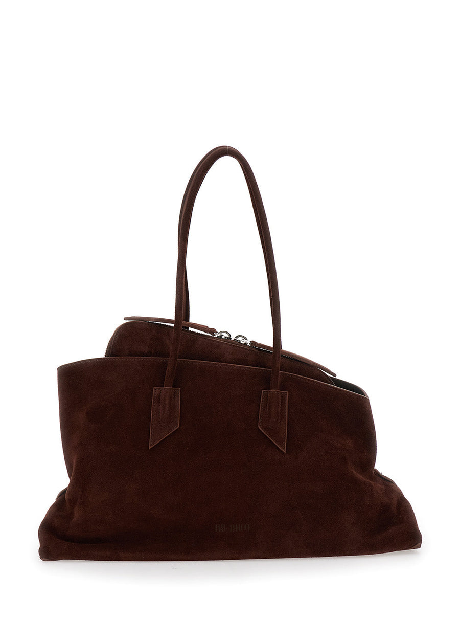 The Attico La Passeggiata Shoulder Bag — Brown Suede