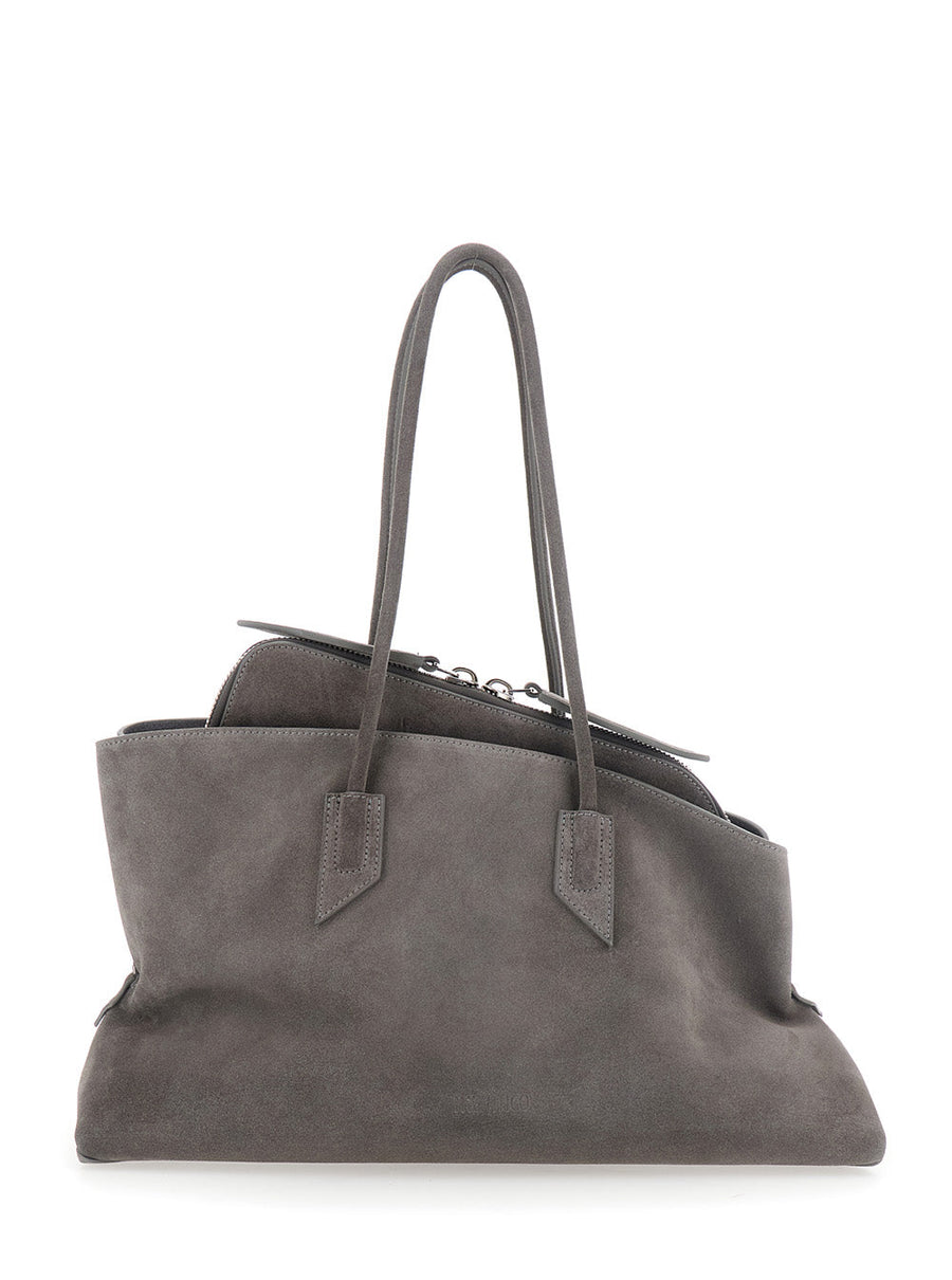 The Attico La Passeggiata Shoulder Bag — Gray Suede
