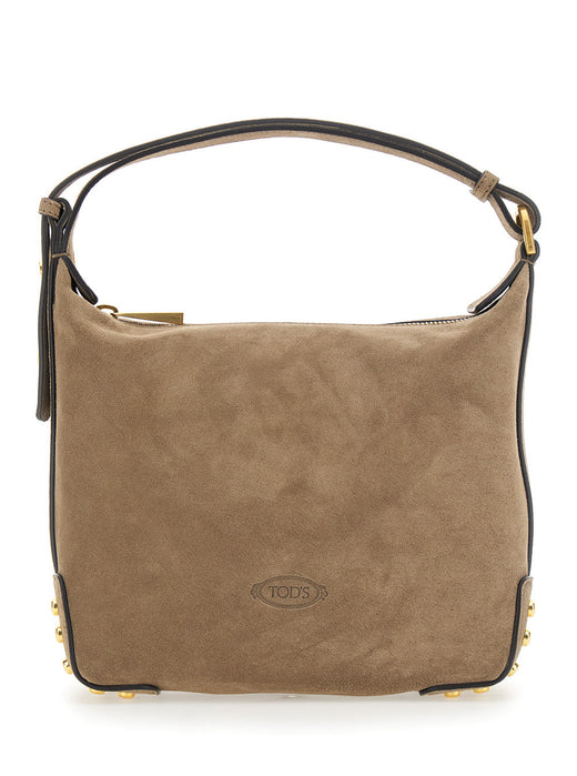 Tods Calf Leather Shoulder Bag — Beige