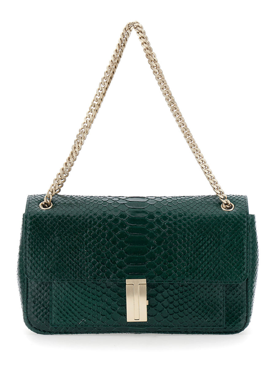 Tom Ford Python-Textured Calf Leather Crossbody Bag — Green