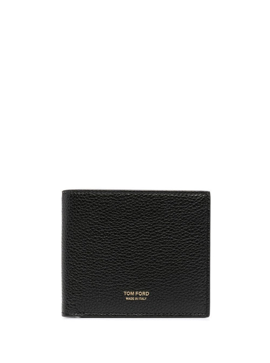 Tom Ford Leather Bi-Fold Wallet — Black Calf