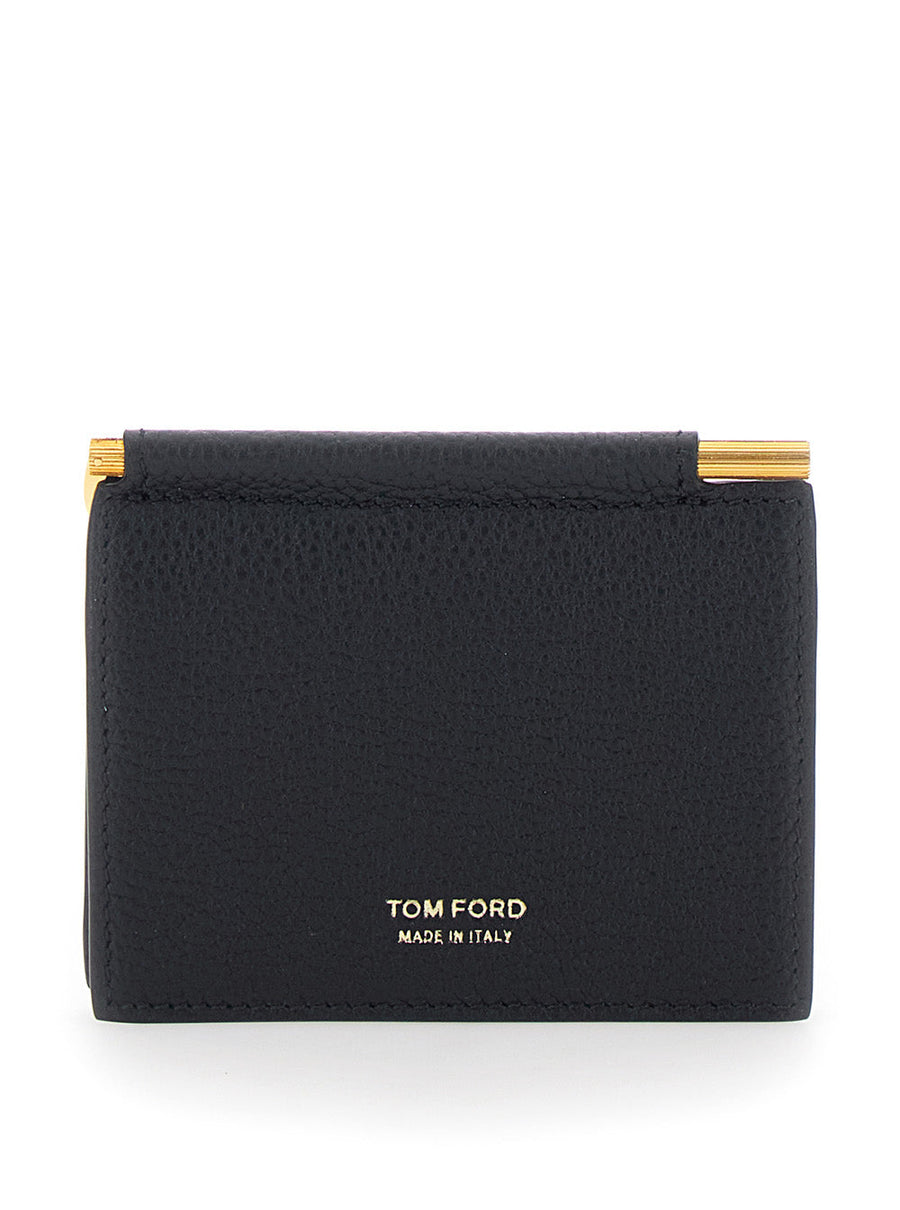 Tom Ford Bi-Fold Leather Wallet — Black Calf