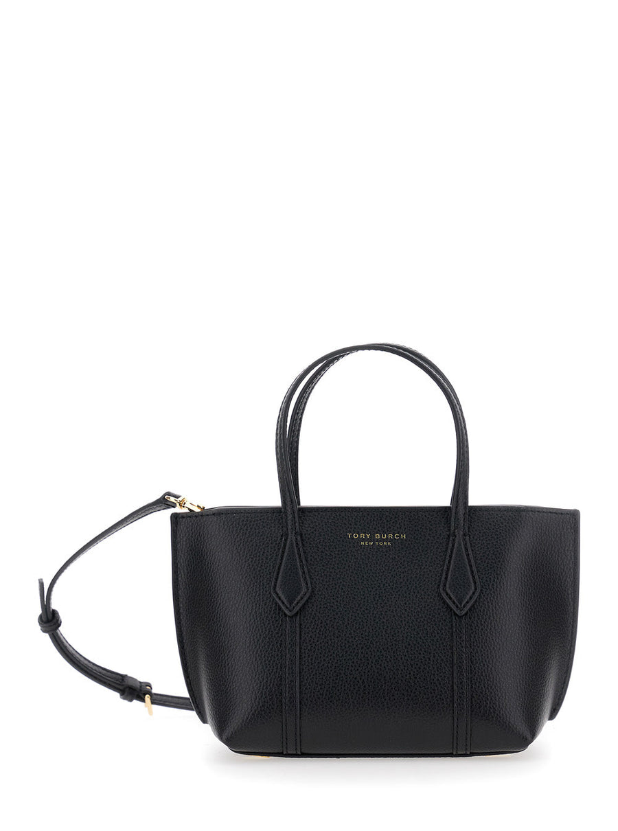 Tory Burch Perry Tote Bag — Black Grained Leather