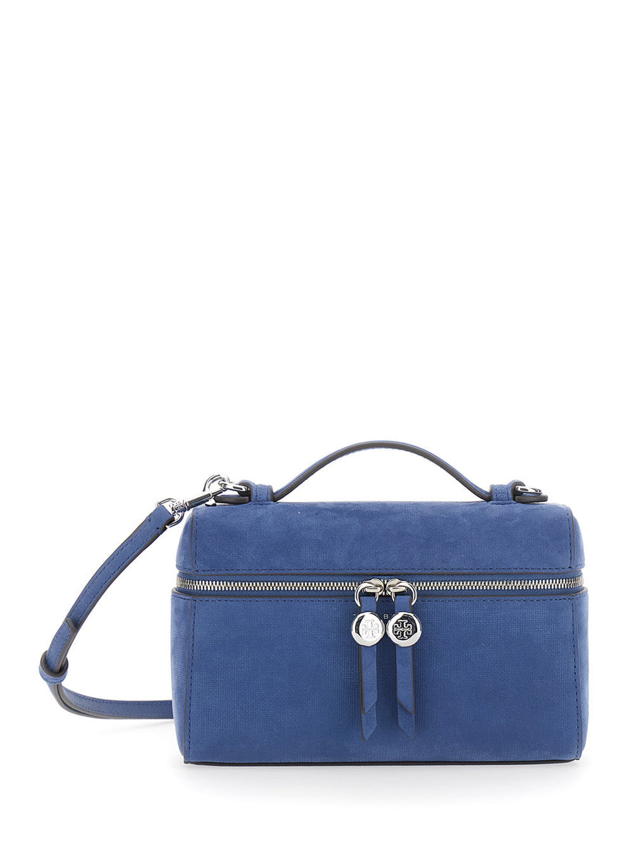 Tory Burch Romy Slim Top Handle Crossbody Bag — Blue Lamb Leather