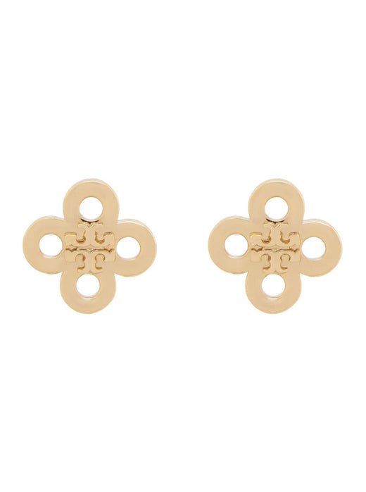 Tory Burch Forget Me Not Clover Earrings — Gold Metal
