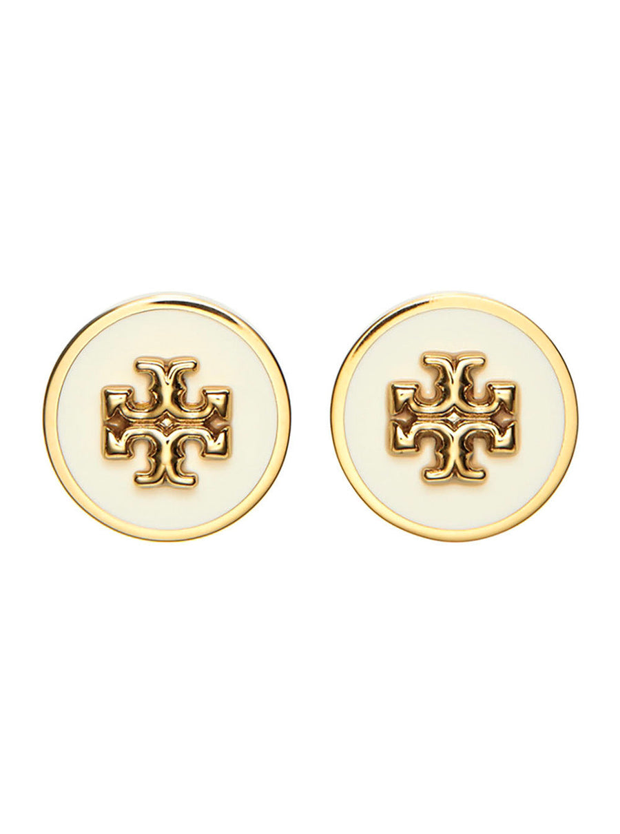 Tory Burch Double T Logo Earrings — Gold Brass