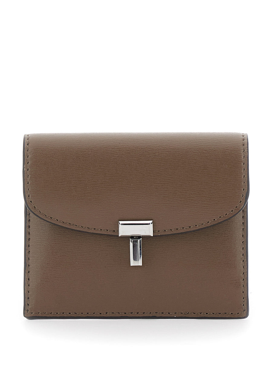 Toteme Leather T-Lock Card Case — Beige Cases